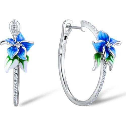 Fashion Flower Fairy Series Blooming Flower Shaped Earrings Classic Women Hoop Earrings Jewelry for Female Party Gift 50M528