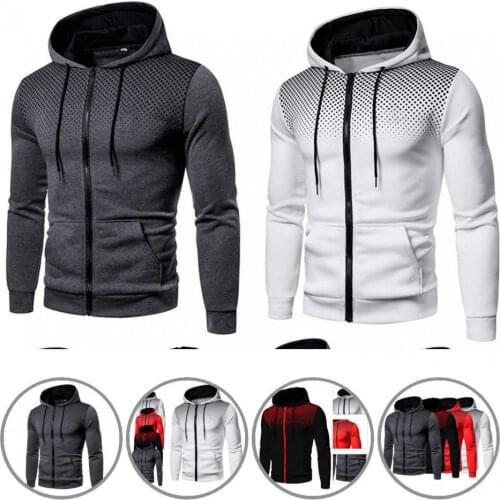 Male Jacket Hat Warm Elastic Cuff Gradient Soft Male Jacket Coat for Daily Wear