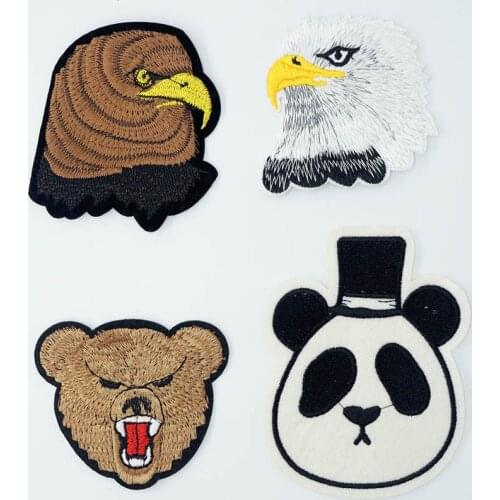 Eagle Hawk Panda Bear Bird Iron On Patches Sewing Embroidered Applique for Jacket Clothes Stickers Badge DIY Apparel Accessories