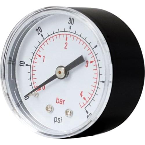 Axial Pressure Gauge 52mm Hydraulic Pressure Measurement Dial 1/8 BSPT Horizontal 0/15,30,60,100,160,300 PSI & Bar Back Mount