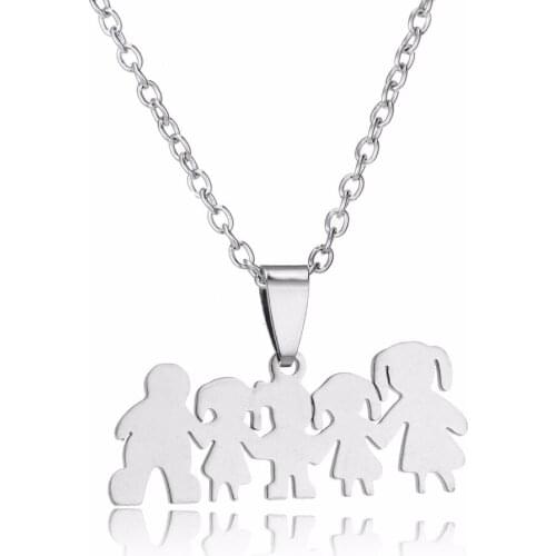 24PC/Lot Parents Son Daughters Necklaces Stainless Steel Pendant Family Boys Girls Mothers Fathers Necklaces Gifts For Mom Dad