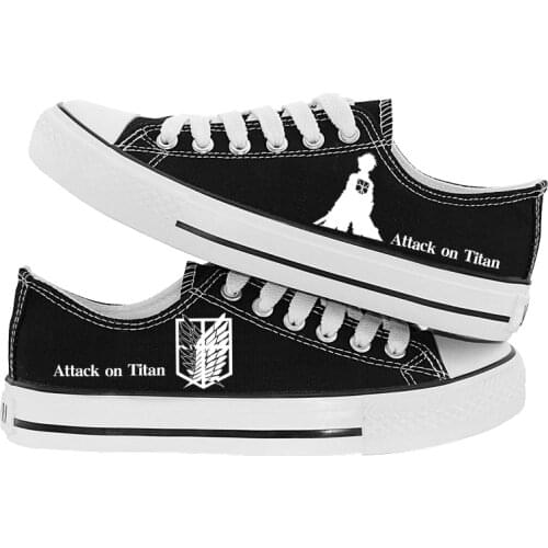 Anime Attack on Titan Print Canvas Shoes Casual Sneaker Shoes Sport Shoes Low-top Shoes for Men Women Students