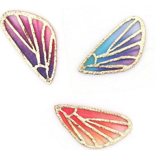 DoreenBeads Fabric Pendants Butterfly Wing Purple & Blue Pink Red Charms DIY Findings 30mm(1 1/8") x 16mm( 5/8"), 5 PCs