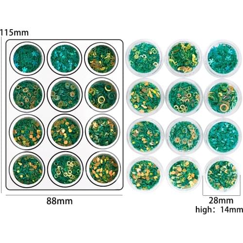 Multiple Shapes Green Sequins Epoxy Silicone Mold Filling Shimmer Glitter Gel Highlighter Makeup Festival Party Cosmetics Tslm1