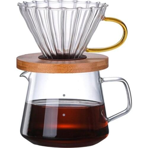 GZSH Handle New Large Heat-resistant Glass Filter Sharing Pot Coffee Pot Set Reusable Set Coffee Shop Household Kitchen Tools