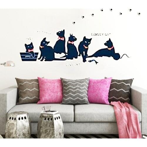 Buy Removable Black Cat Family Wall Sticker Room Bcakground Decal Wall Decal Stickers Mural Vinyl Removable FB-90