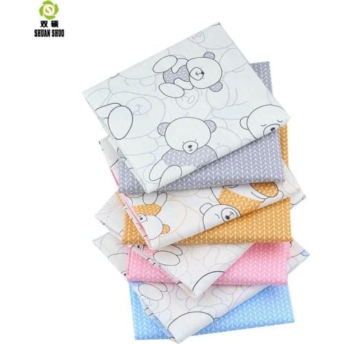 Shuanshuo Cartoon Bear Patchwork Fabric Tissue Cloth Of Handmade DIY Quilting Sewing Baby&Children Sheets Dress40*50cm 40pcs/lot
