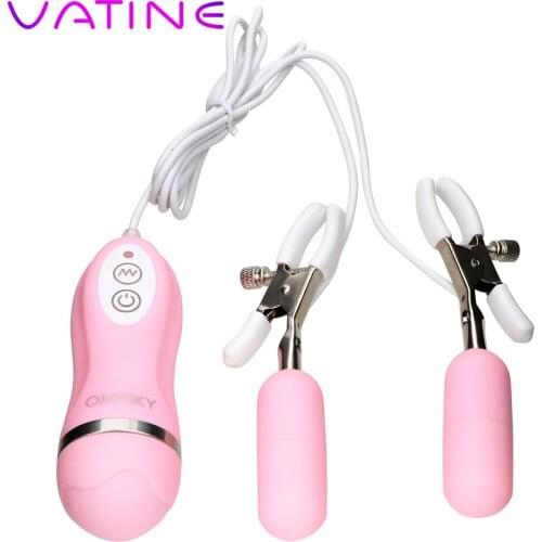 VATINE 10 Frequency Nipple Clip Vibrator Breast Massage Vibrating Nipple Clamps Sex Toys for Women Female Masturbation