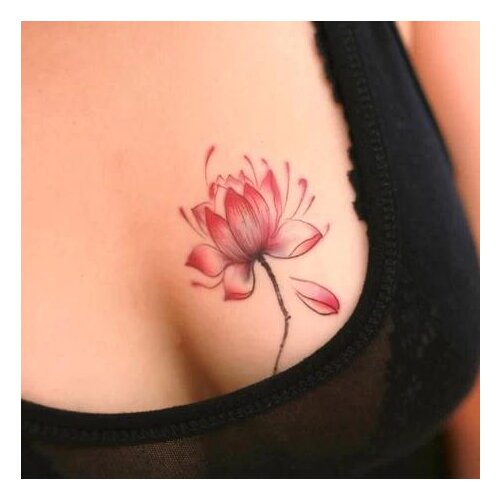 Waterproof Temporary Tattoo Sticker sexy pink Lotus tattoo for girl tatto stickers flash tatoo fake tattoos flower Body Art