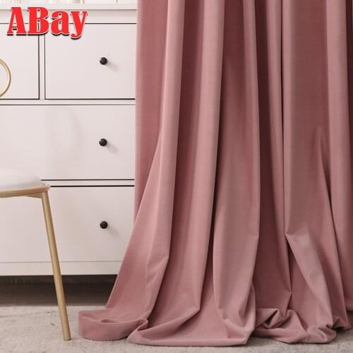 ABay High Shading Velvet Blackout Curtains For Living Room French Window Opaque Curtain for Bedroom Luxury Blackout Drapes