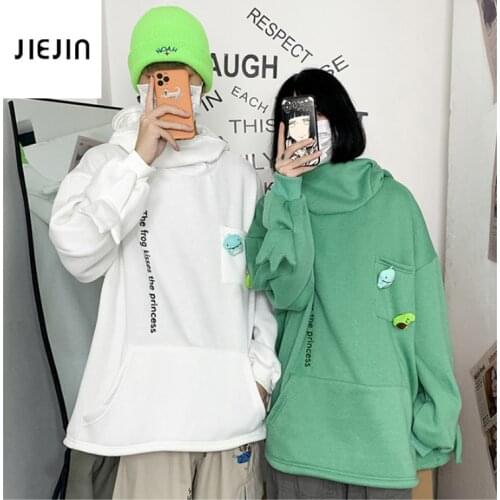 Womens Harajuku Frog Hoodie Winter Korean Tops Kawaii Clothes Oversized Sweatshirt Men and Womens Hoodies Lovely Pullover
