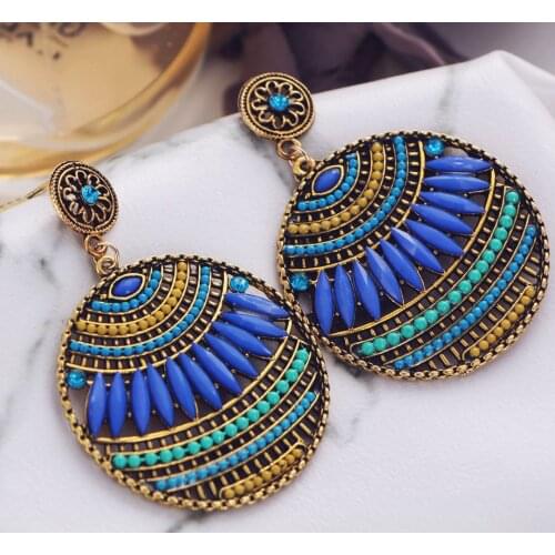 Bohemian Handmade Statement Tassel Earrings for Women Vintage Round Long Wedding Party Bridal Fringed Jewelry Gift