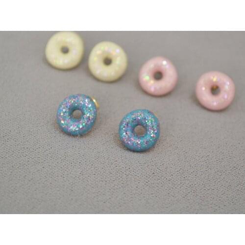 Beautiful sweet childlike colorful enamel donuts summer Stud earrings for women
