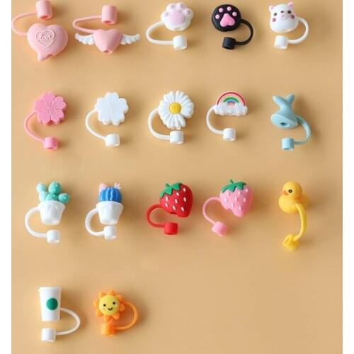 1 Pcs Silicone Sealing Straw Plug Reusable Drinking Dust Cap Cartoon Plugs Tips Cover Suit Kitchen Cup DIY Accessories Wholesale