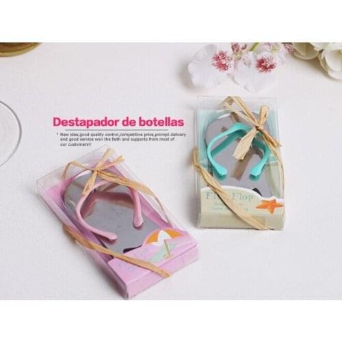 10pcs/lot Pink/Blue Summer Beach Shoes Slippers Bottle Opener Wedding Souvenirs Party Gift With Gift Box