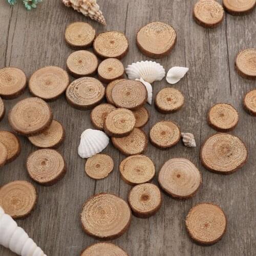 100pcs 1.5-3CM Wood Log Slices Discs For DIY Crafts Wedding Centerpieces Wood Color DIY Painting Wood Craft A3