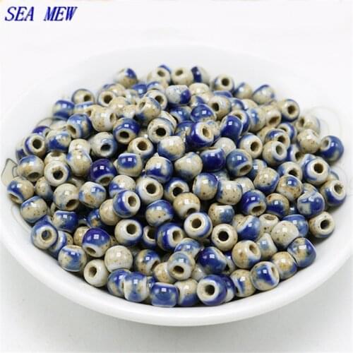 100pcs 6mm Round Ceramic Beads Handmade Porcelain DIY Loose Beads DIY Accessories For Jewelry Making