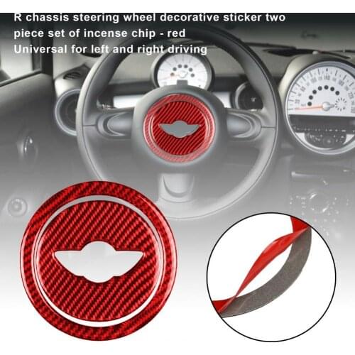 2Pcs/Set Steering Wheel Ring Durable Carbon Fiber Wheel Logo Cover Trim for BMW MINI R55 R56 COUNTRYMAN R60 PACEMAN R61 07-13