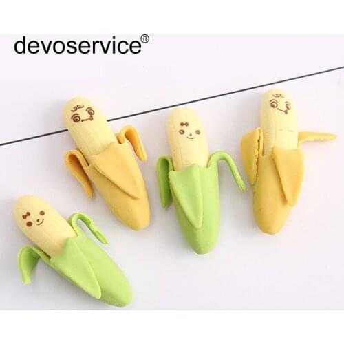 2pcs Korea Creative Mini Simulation Peeled Banana Emotional Eraser Fruit Rub Stationery Office School Supplies Material Escolar