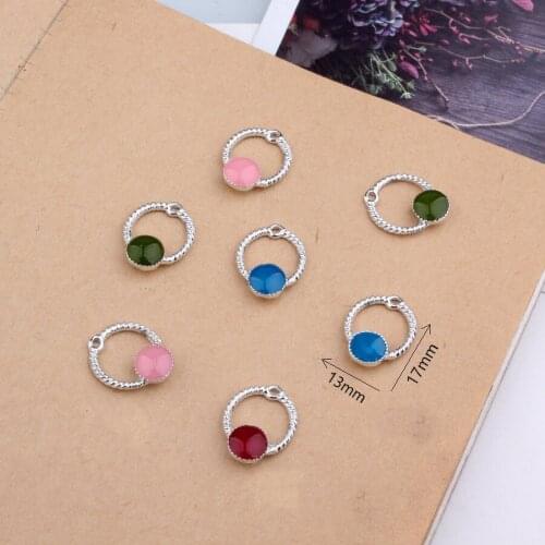 20Pcs Crystal Rhinestone Ring Charms Plating Alloy Dangle Charms Fit Bracelet Necklace Pendant DIY Jewelry Making Accessories