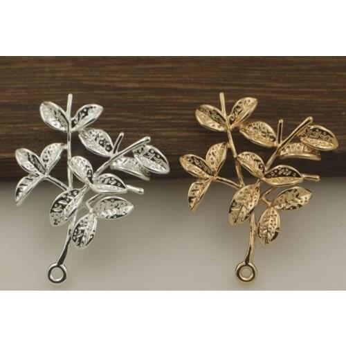 20pcs Leaf Branch Charms Oriental Pendant Quality Brass Metal Gold Color for DIY Women Bride Wedding Hair Jewelry Accessories