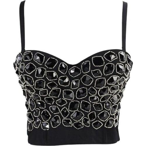 2021 Summer Acrylic Rhinestone Cropped Tops For Women Sexy Festival Party Clubwear Backless Vest Bustier Cami Corset