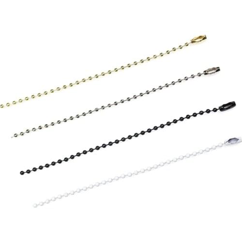 30pcs/lot 12cm 15cm Round Ball Bead Connector Chains Gold/White/Black/Rhodium Color Metal Tag Extension Chains DIY Jewelry Make