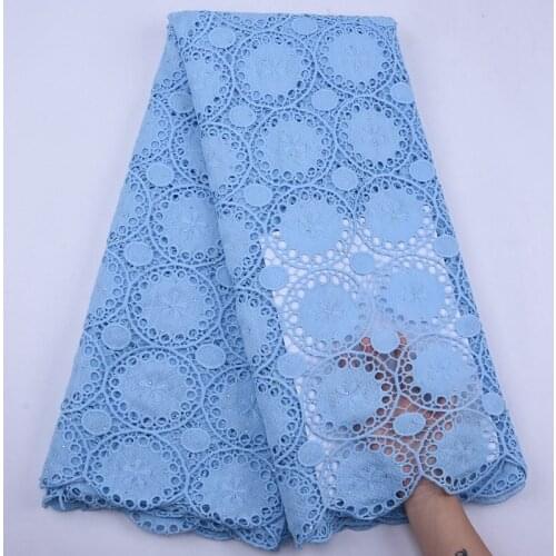 New Sky Blue 5 Yards African Cord Lace Guipure Lace Fabric High Quanlity Embroidery Nigerian Water Soluble Lace With Holes S1920