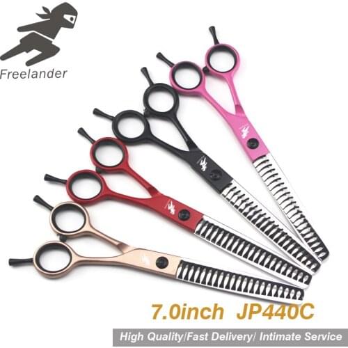 7.0 inch pet grooming kit hairdressing scissors set pink set high class pet dog scissors Fish bone hair care & styling Teeth Cut