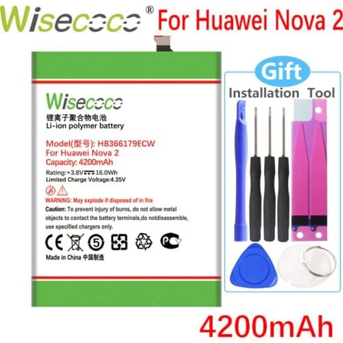 Wisecoco HB366179ECW 4200mAh New Battery For Huawei Nova 2 Nova2 PIC-AL00 PIC-TL00 PIC-L29 PIC-LX9 PIC-L09 Battery