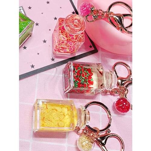 1Pc Hot Creative Popsicle Glitter Key Chain Quicksand Keychain Liquid Floating Fruit Keyring Backpack Pendant Gift For Women