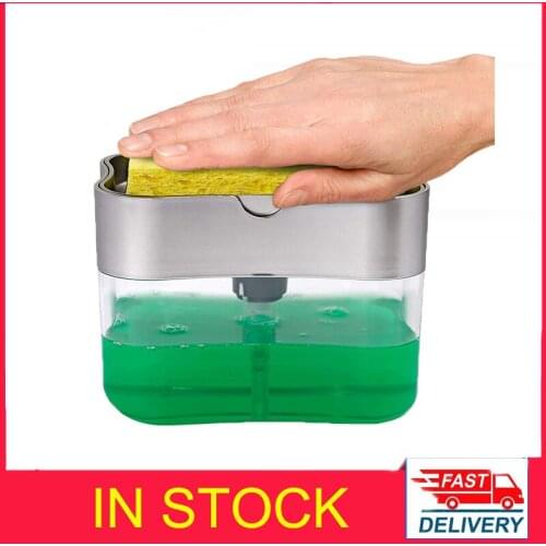 Sponge Soap Dispenser Holder Cleaning Liquid Pump Dispenser Container Manual Press Soap Dispenser Kitchen Clean Accessories