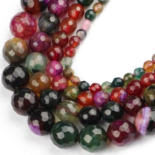 HGKLBB Natural Stone Faceted Tourmaline carnelian beads 4/6/8/10/MM Round Loose beads For Jewelry Making Bracelet necklace DIY