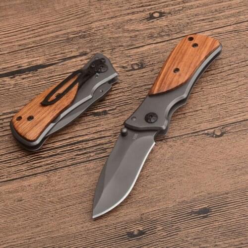 Quality Camping Knife 5Cr13Mov Blade Rosewood Steel Handle Survival Tactical Military Outdoor Knives Pocket Folding Knife Tool
