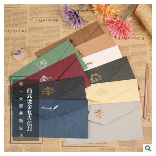10pcs/lot retro color gold foil Western style paper envelope business invitation letter on the 5th DL envelope