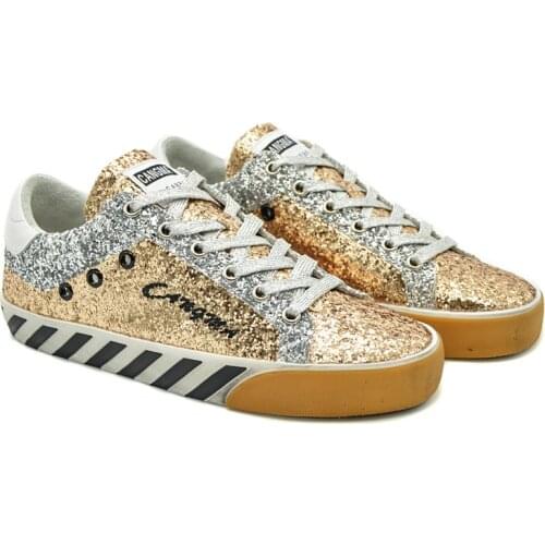 CANGMA Luxury Brand Italian Designer Original Sneakers Women Shoes Female Gold Sequined Golden Flats Vintage Shoes Ladies