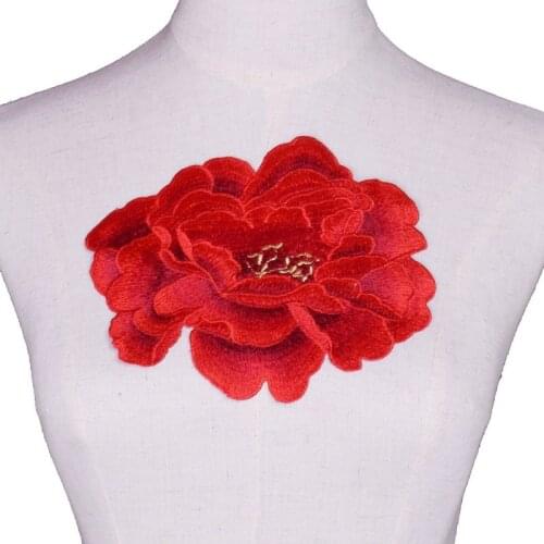 1Pc Red Flower Lace Applique Patch For Wedding Supplies Bridal Hair Flower Headpiece Scrapbooking NL044