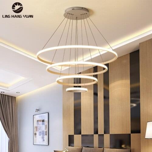 Lustres Modern Led Chandelier For Living room Dining room Bedroom Decoration 4Rings 20 40 60 80cm Chandelier Lighting Fixtures