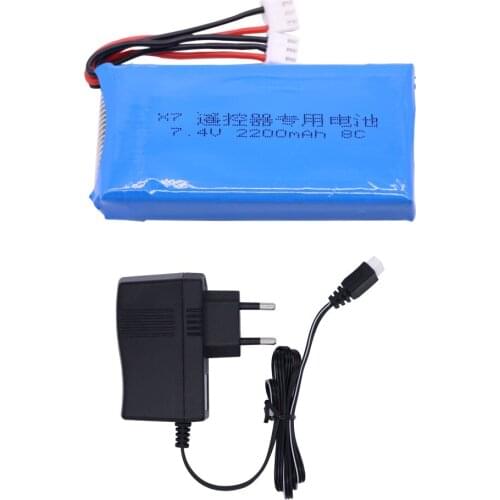 7.4V 2200mAh lipo Battery and charger set For Taranis Q X7 2.4g Transmitter RC Spare Parts 7.4V 8C high capacity toys Battery
