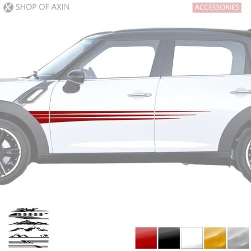 Door Faded Rocker Panel Stripes Vinyl Decal Kit Graphics Sticker (Various styles, Various colors) For MINI Countryman R60 F60
