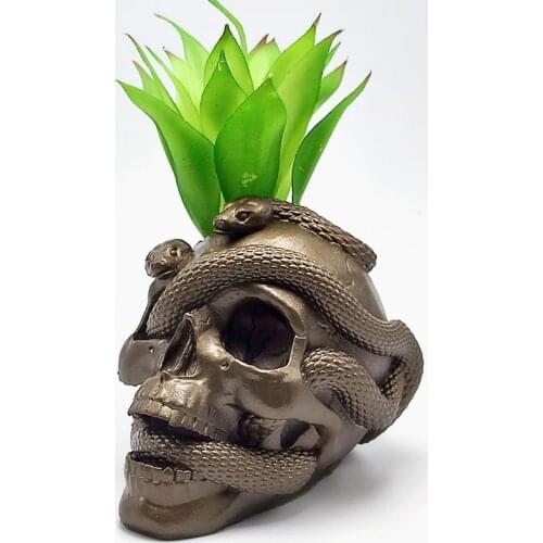 Silicone mold double snake skull vase diy concrete resin plaster plant small flower pot mold ashtray mold