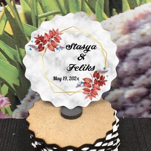 Save The Date wooden magnet for guests and colorful printed wedding, henna, christening gifts 25 pcs