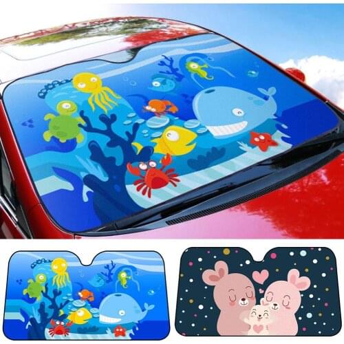 Car Windshield Sunshade Cartoon Car Window Windscreen Cover Sun Shade Sun Visor UV Reflector Windshield Sunshade Visor Cover