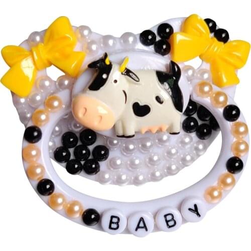 100% Handmake Cute little cow Pattern ABDL Adult Size Pacifier Adult Baby Pacifier Silicone Daddy Girl