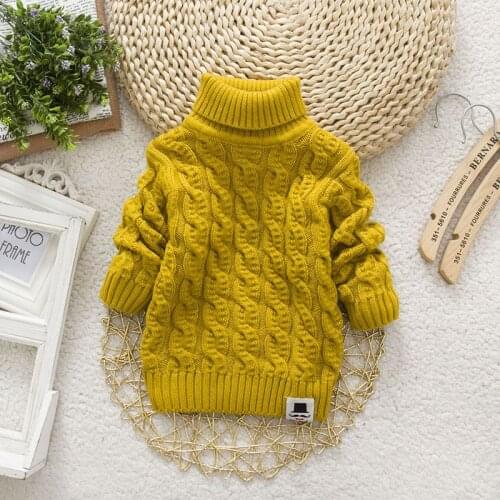 Baby kids sweater 2-9 years boys girls Solid color twist jersey sweater High collar and round neck 7 color autumn and winter