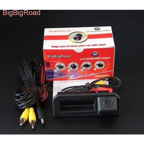 BigBigRoad Car Trunk Handle Rear View Camera For Skoda Kodiaq 2016 2017 2018 / For Porsche Cayenne 2018 Night Vision Waterproof