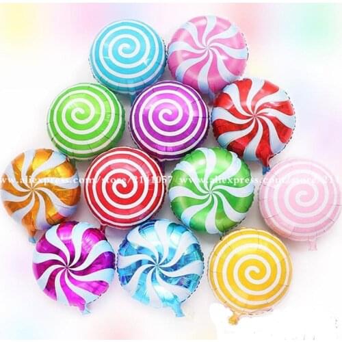12pcs/lot 18 inch round lollipop balloon candy foil mylar balloons kids inflatable toys wedding/birthday decoration supplies