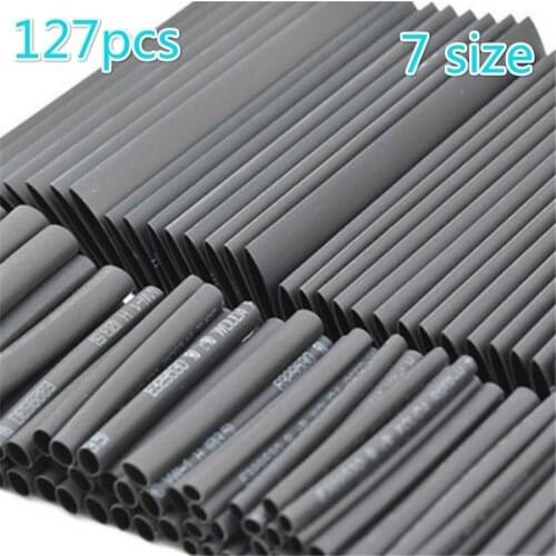 127pcs Weatherproof Heat Shrink Tubes Black Glue Sleeving Glue Assortment