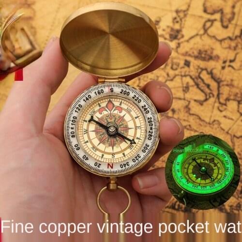 High Quality Camping Hiking Pocket Brass Golden Compass Portable Compass Navigation for Outdoor Activities