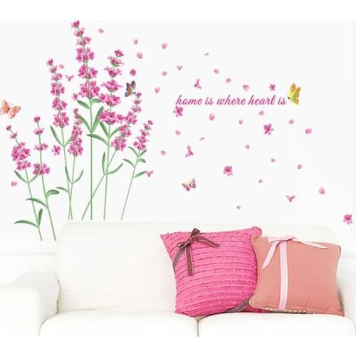 Wonderful Lavender Flower Wall Sticker Home Decorations Wedding Party Girls Bedroom Mural Art Diy Posters Valentine Gift